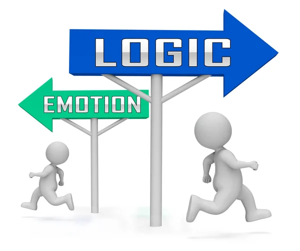 Эмоции против логического знака изображают логику по сравнению с эмоциями — стоковое фото