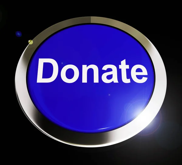 Икона "Пожертвовать кнопку" демонстрирует благотворительность и дарение подарков — стоковое фото