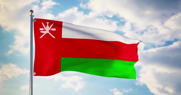 Oman Vlag Zwaaiende Wind Toont Omaanse Symbool Van Patriottisme Vlaggenmast — Stockvideo