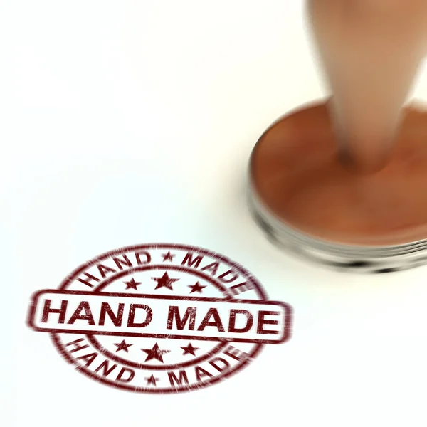 Handgemaakte stempel betekent producten vervaardigd door een Artisan-3D illustr — Stockfoto