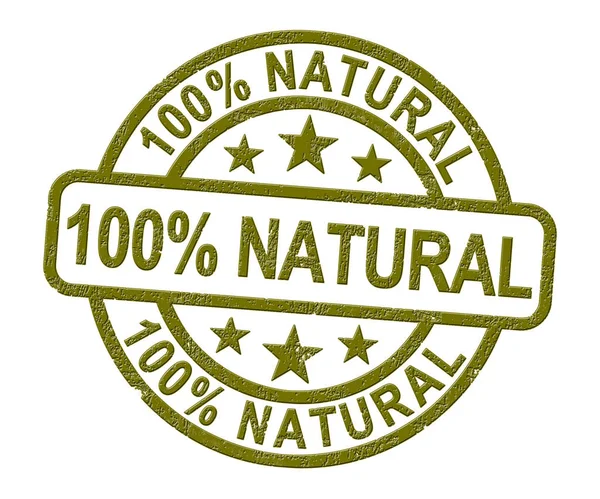 100% natural stamp means completely certified organic - 3d illus — Stock Photo, Image