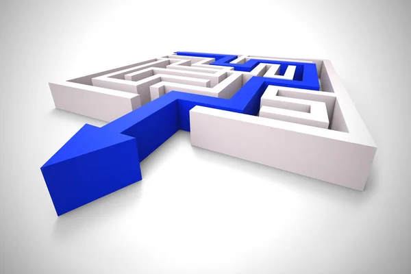 Breaking out of a complex Maze and getting away - 3d illustratio — Stock Photo, Image