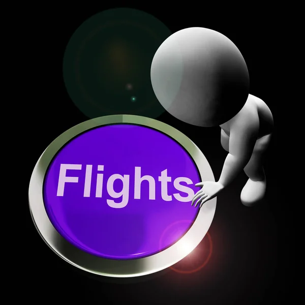 Flights button means booking or reserving an airplane - 3d illus — Stock Photo, Image