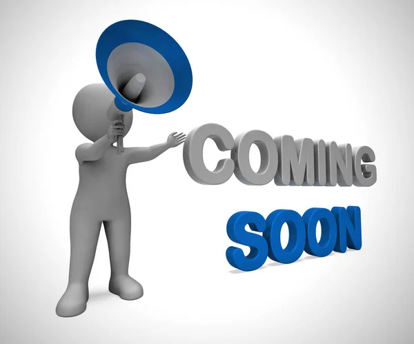 Coming soon concept icon means available shortly - 3d illustrati — Stock Photo, Image