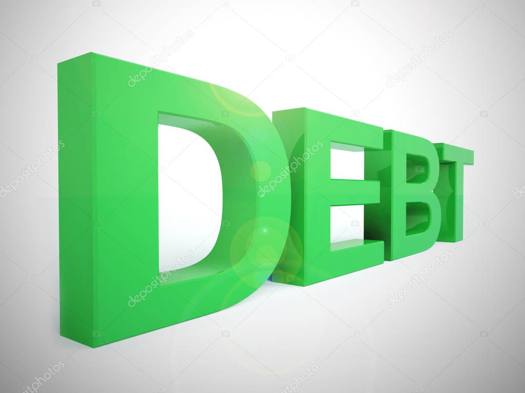 Debt obligation concept icon shows borrowing too much - 3d illus