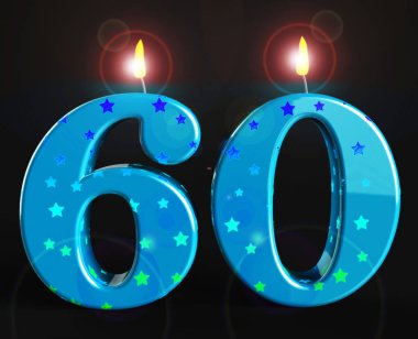 Altmışıncı doğum günü kutlama mumlar mutlu bir olay gösterir - 3d i