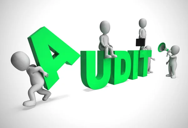 Financial audit concept icon shows taking stock of finances for — Stock Photo, Image