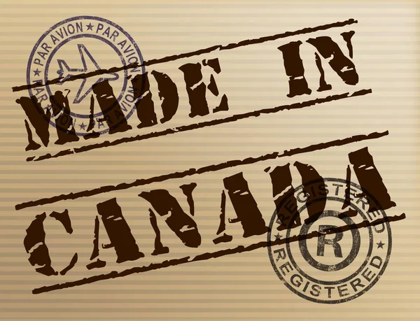 Značka Kanady ukazuje kanadské výrobky vyrobené nebo výrobní — Stock fotografie