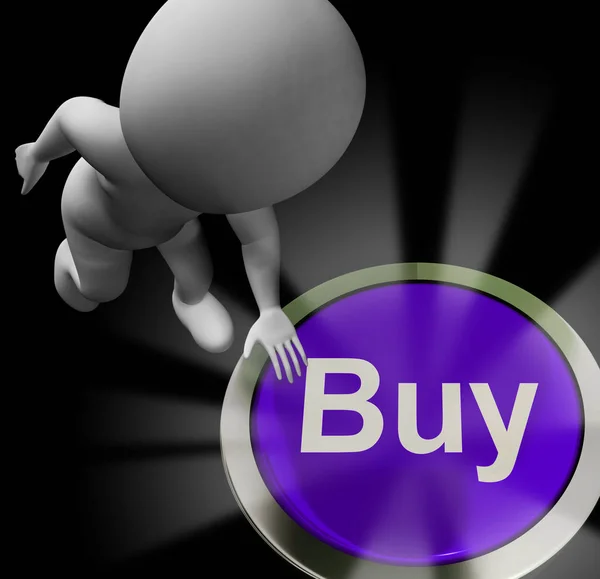 Comprar icono de concepto de botón en línea para comprar a través de la web - 3d —  Fotos de Stock