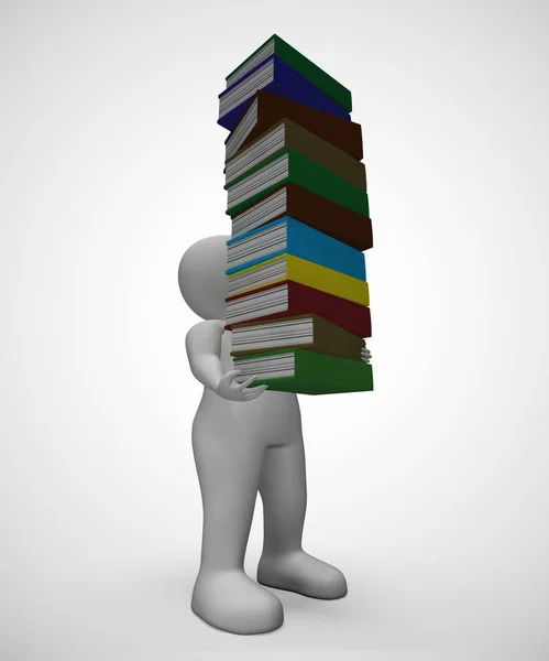 Pile of books for reading to gain knowledge and literacy - 3d il — Stock Photo, Image