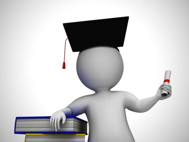 Bilgi ve okuryazarlık kazanmak için okumak için kitap yığını - 3d il