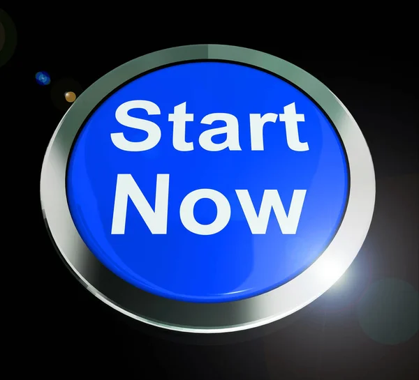 Start now button means commence launch and take action - 3d illu — Stock Photo, Image