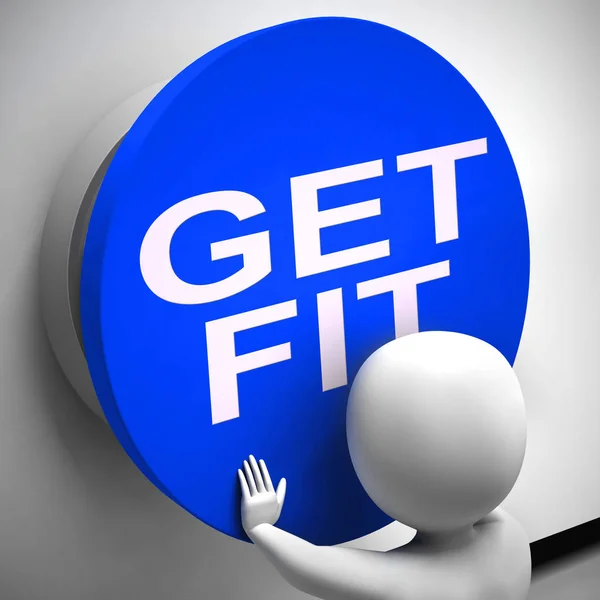 Кнопка Get Fit для начала физических упражнений и тренировок - 3d — стоковое фото