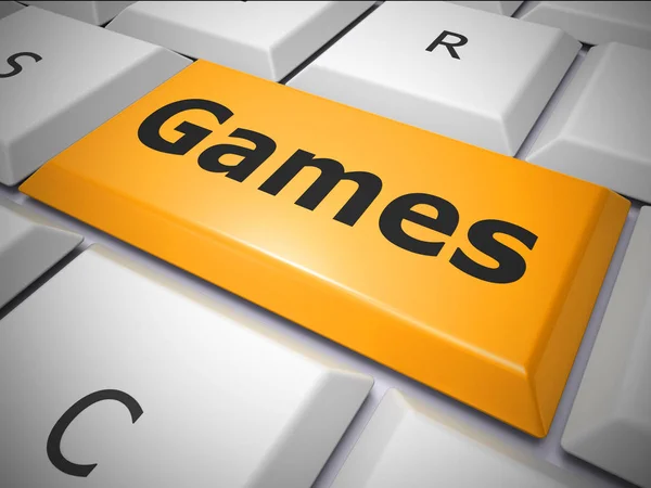 Games button to show online Sports and amusement - 3d illustrati — Stock Photo, Image