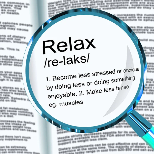 Relax definicji oznacza zabrać go łatwo odpocząć i odpocząć-3D ilustr — Zdjęcie stockowe