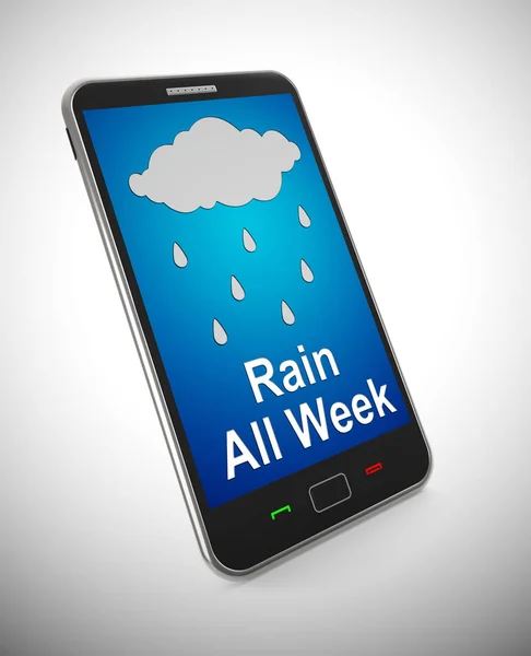 Rain all week weather on Smartphone means forecasting the outloo — Stock Photo, Image