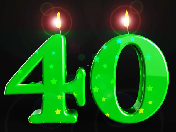 Fortieth birthday celebration candles shows a happy event - 3d i — Stock Photo, Image