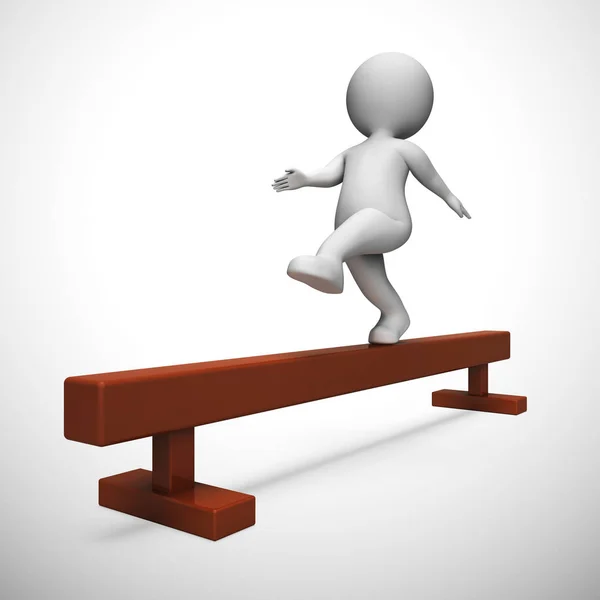 Balance Beam onderdeel van gymnastiek training en oefening-3D illust — Stockfoto
