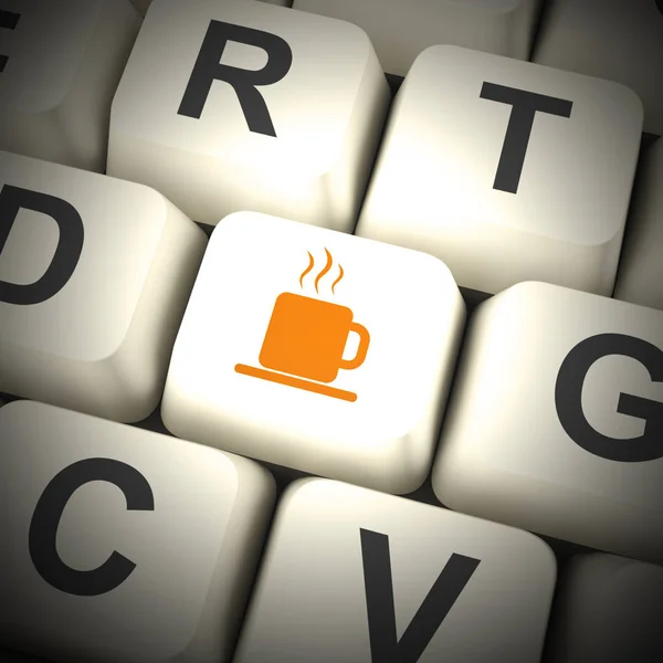 Coffee Break Cup ikona oznacza posiadanie odpoczynku od komputera-3D — Zdjęcie stockowe