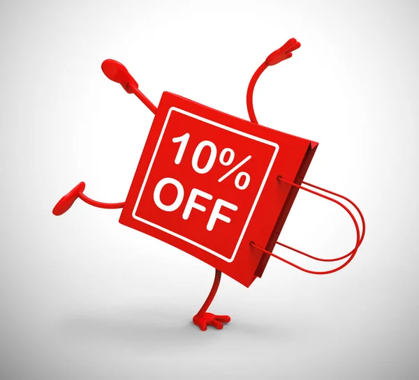 Ten percent off discount reduction showing 10% less price - 3d i — Stock Photo, Image