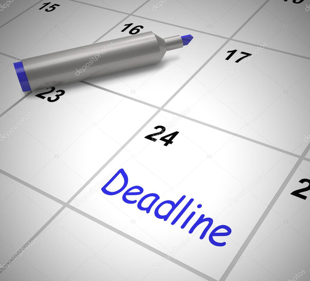 Deadline cut off means urgent action or due date - 3d illustrati