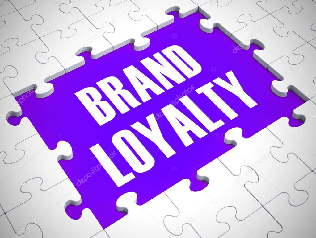 Brand loyalty devotion to a company achieved by distinctive products.  Branding identity brings commitment and trust - 3d illustration