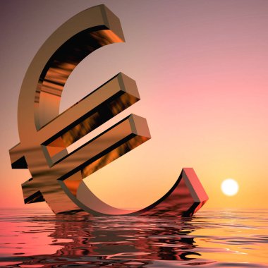 Euro sign concept icon means lots of funds or savings - 3d illus clipart