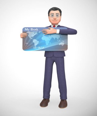 İş kredi kartı ödemeleri simgesi ticari finans gösterir - 3d illu