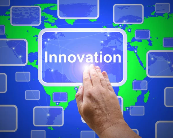 Icono de concepto de innovación significa creación usando ideas revolucionarias —  Fotos de Stock