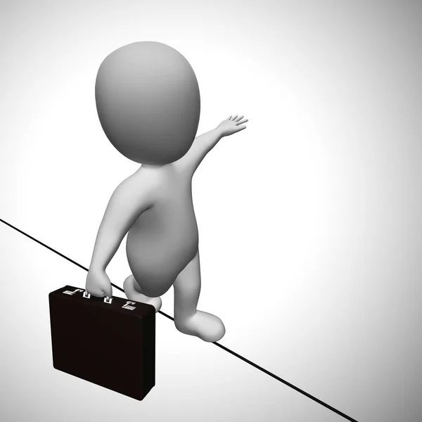 Walking a tightrope means running a fine line - 3d illustration — Stock Photo, Image