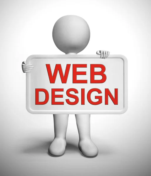 Diseño web significa hacer un sitio web o programa de Internet - 3d illu — Foto de Stock