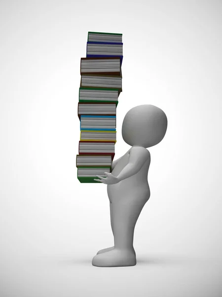 Stos książek do czytania, aby zdobyć wiedzę i umiejętność czytania i pisania-3D Il — Zdjęcie stockowe