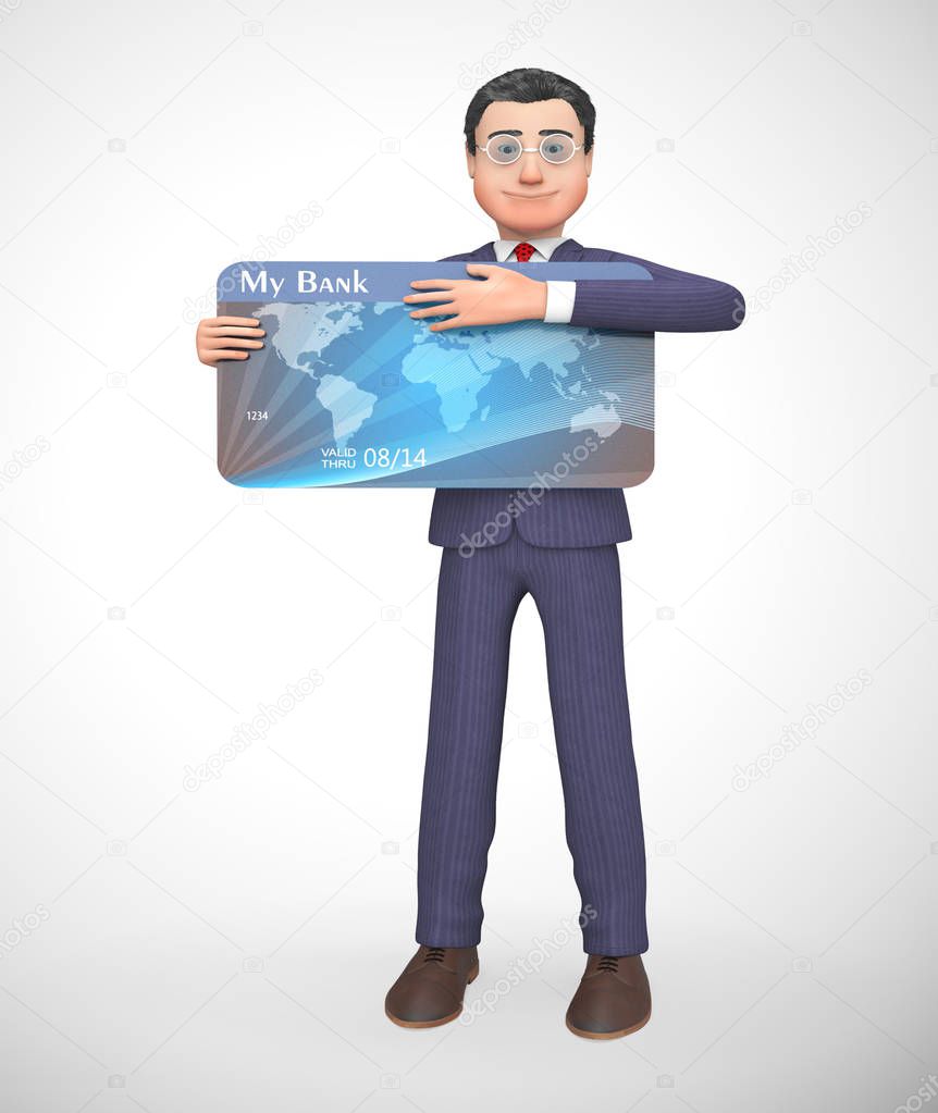 Business credit card payments icon shows trade finance - 3d illu