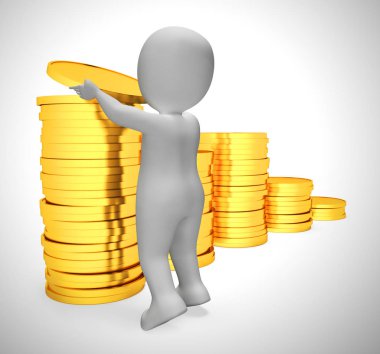 Bir yığın altın sikke zenginlik ve hazır para tasvir- 3d illustra