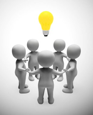 Fikirler ve ilham kavramı bir ampul tarafından tasvir - 3d illu