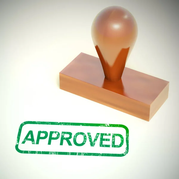 Approved concept icon shows endorsement of a contract to permit — Stock Photo, Image