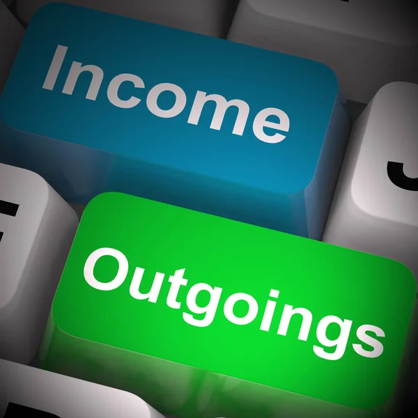 Income and outgoings keys means money coming in and out - 3d ill — Stock Photo, Image