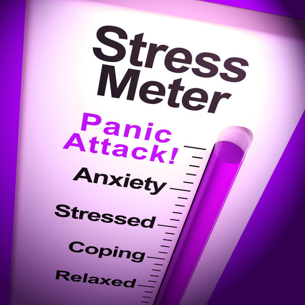 Паническая атака стресс-метра показывает ужас и страх - 3d иллюстрация
