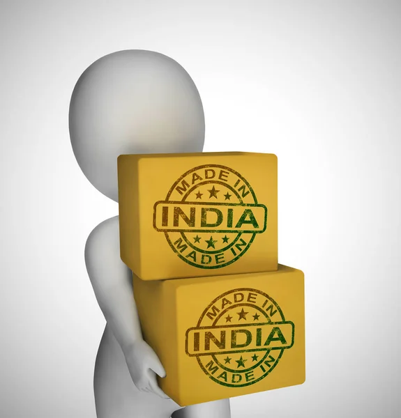 Made in India stamp shows Indian products produced or fabricated — Stock Photo, Image