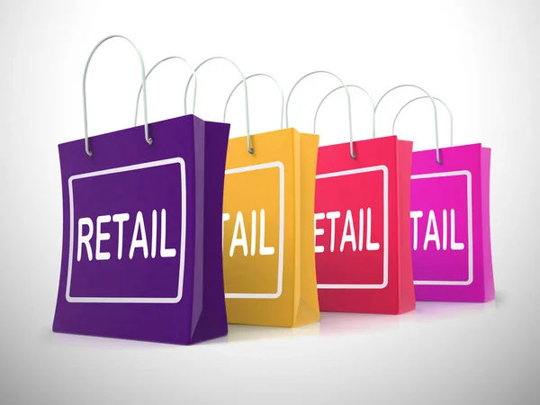 Sacos de compras de varejo significando mercadoria para venda ou fornecimento outl — Fotografia de Stock