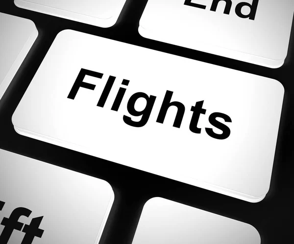 Flights button means booking or reserving an airplane - 3d illus — Stock Photo, Image