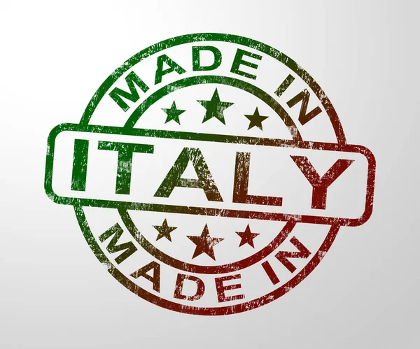 Зроблено в Італії штамп показує італійських продуктів, вироблених або виготовленого — стокове фото