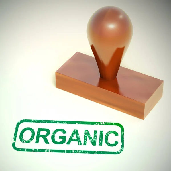 Organic stamp means 100% natural and green - 3d illustration — Stock Photo, Image