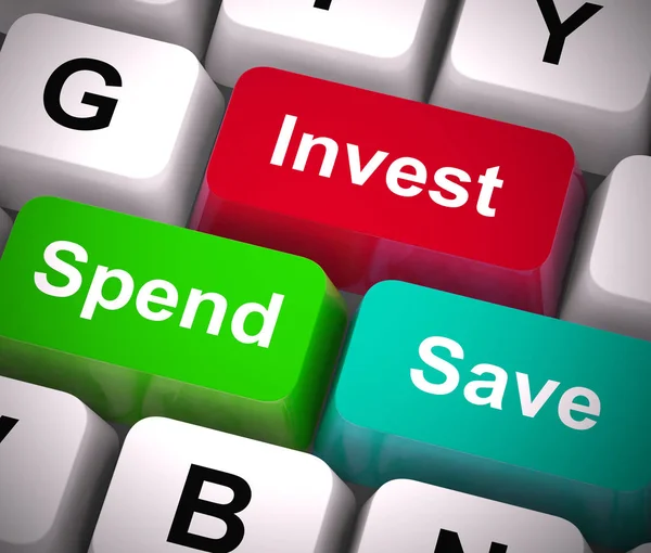 Invest spend or save means success through financial earnings - — Stock Photo, Image