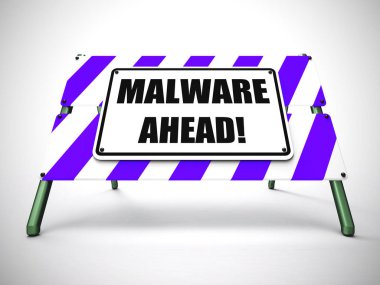 Malware öncesinde uyarı bilgisayar virüsü veya hacker hazır anlamına gelir - 3d 
