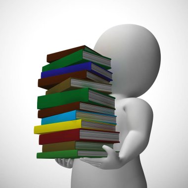 Bilgi ve okuryazarlık kazanmak için okumak için kitap yığını - 3d il