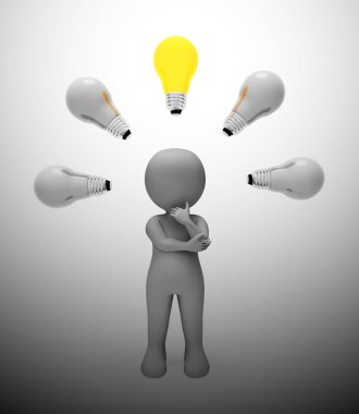 Ideas and inspiration concept depicted by a light bulb - 3d illu clipart