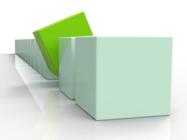 Tek blok dışarı tasvir bir kalabalık yalnız - 3d illüstrasyon