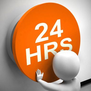 24hr hizmet simgesi anlamı yirmi dört saat mağaza açık - 3d illus