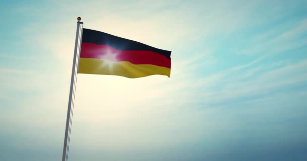 Asta Bandera Alemana Bandera Ondeando Representan República Federal Alemania Banner — Vídeo de stock